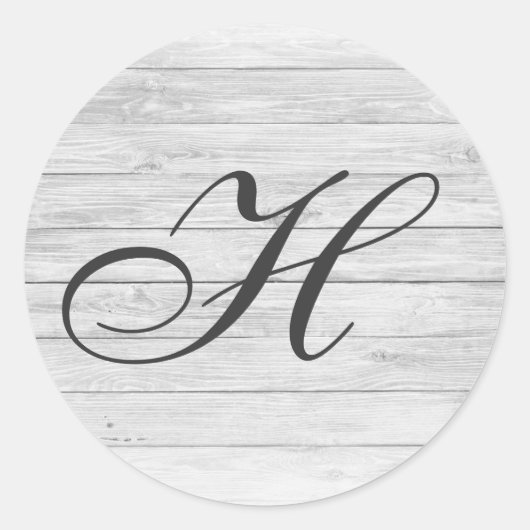 H) Rustic Wood Monogram | Monogramwinkel Ronde Sticker (Voorkant)