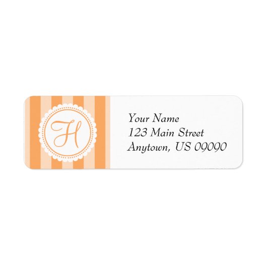 H Snoep Striper Monogram Adresetiket (Sinaasappel) Etiket (Voorkant)