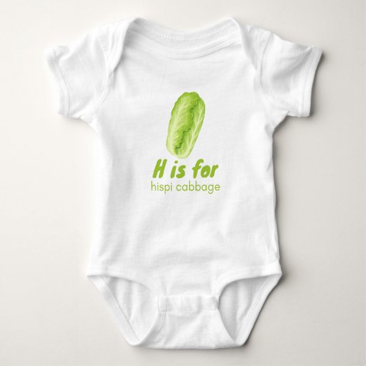 H staat voor HISPI CABBAGE Green Veggie Alphabet Romper (Voorkant)