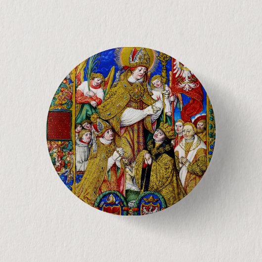 H. Stanislaus Bisschop en Martelaar Fijne Kunst Ronde Button 3,2 Cm (Voorkant)