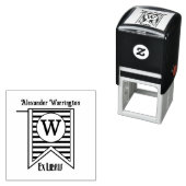 H Strepen Initiele Banner Monogram Ex Libris Boek Zelfinktende Stempel (In situ)