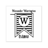 H Strepen Initiele Banner Monogram Ex Libris Boek Zelfinktende Stempel (Design)