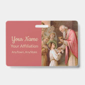 H. Tarcisius ontvangt de Eucharistie (BL 02) Badge (Achterkant)