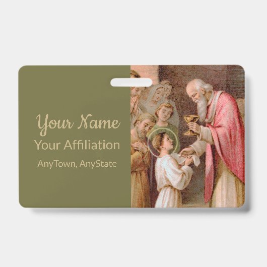 H. Tarcisius ontvangt de Eucharistie (BL 02) Badge (Voorzijde)