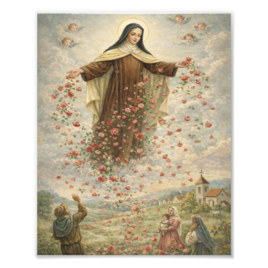 H. Therese Shower Rozen uit de Hemel Foto Afdruk (Voorkant)