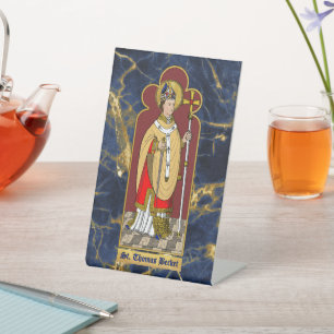 H. Thomas Becket met Zwaard (M 033; Gekleurd) Reclamebord Met Voetstuk