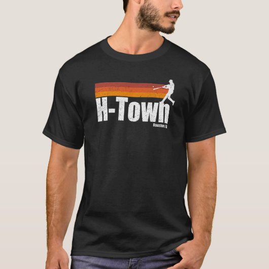 H Town Houston City Texas Baseball  Stripes T-shirt (Voorkant)
