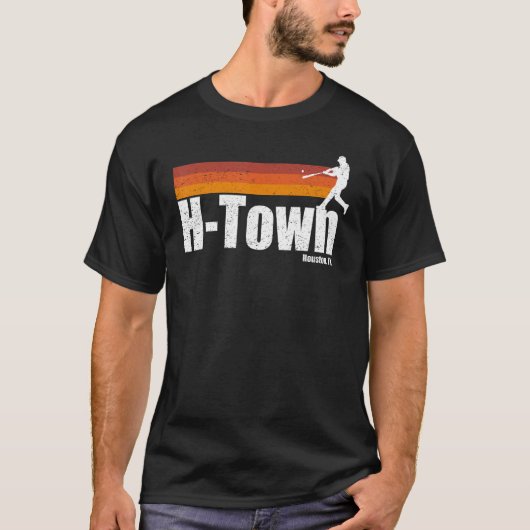 H Town Houston City Texas Baseball Stripes T-shirt (Voorkant)