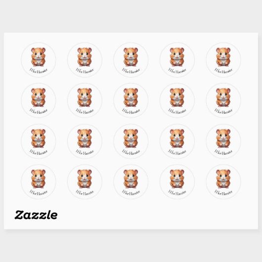 H voor hamster ronde sticker (Vel)