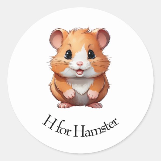 H voor hamster ronde sticker (Voorkant)