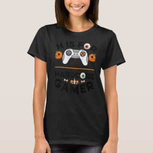 H voor hardcore gamer Halloween videogames T-shirt