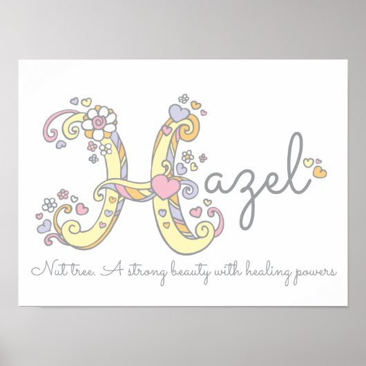 H voor Hazel monogram letter art name betekenend Poster (Voorkant)