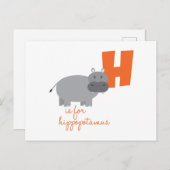 H voor Hippopotamus Briefkaart (Voorkant / Achterkant)