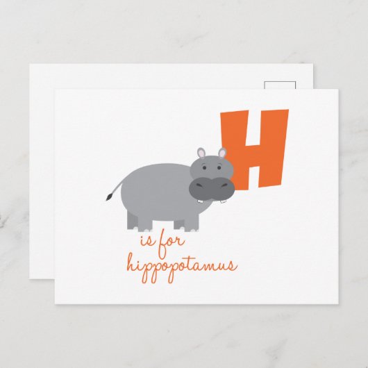 H voor Hippopotamus Briefkaart (Voorkant / Achterkant)