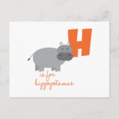 H voor Hippopotamus Briefkaart (Voorkant)