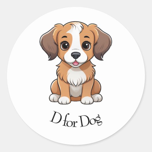 H voor Hond Ronde Sticker (Voorkant)