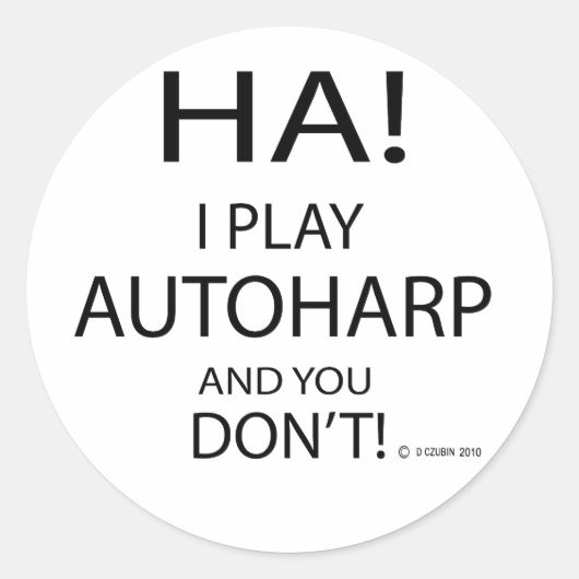 Ha Autoharp Ronde Sticker (Voorkant)