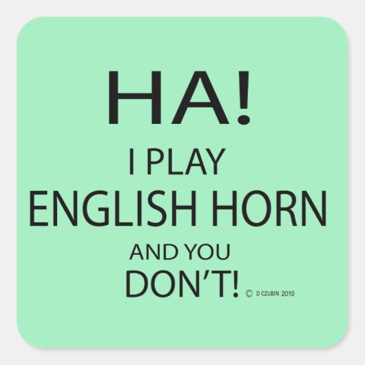 Ha English Horn Square Sticker (Voorkant)
