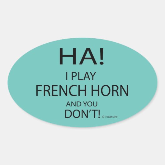 Ha French Horn Oval Sticker (Voorkant)
