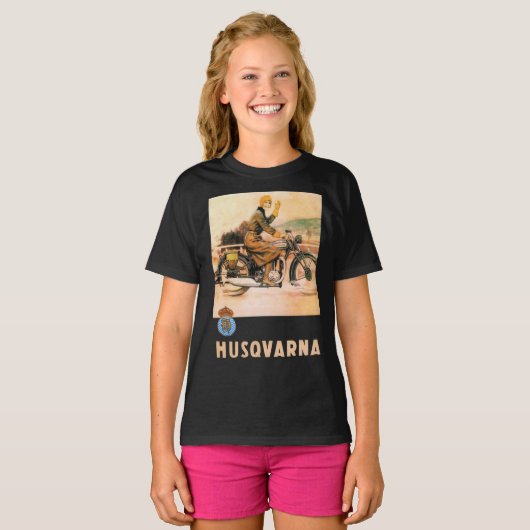 ha> husqvarna> grappige motorfiets rap t-shirt (Voorkant volledig)