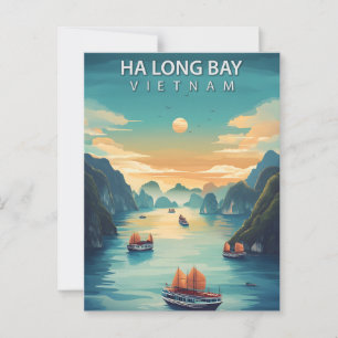 Ha Long Baai Vietnam Boten Vintage Briefkaart