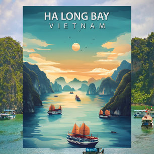 Ha Long Baai Vietnam Retro Zuidoost-Azië Kust Briefkaart