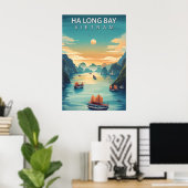 Ha Long-baai Vietnam Retro Zuidoost-Azië Kust Poster (Thuiskantoor)
