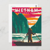 Ha Long Bay Vietnam Bootverkoper Reizen Kunst Vint Briefkaart (Voorkant / Achterkant)