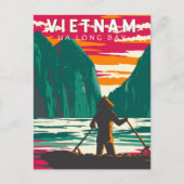 Ha Long Bay Vietnam Bootverkoper Reizen Kunst Vint Briefkaart (Voorkant)
