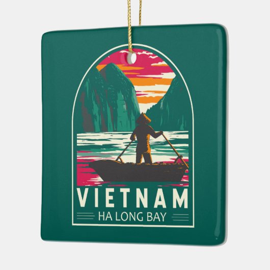 Ha Long Bay Vietnam Bootverkoper Reizen Kunst Vint Keramisch Ornament (Links)