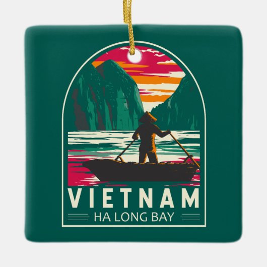 Ha Long Bay Vietnam Bootverkoper Reizen Kunst Vint Keramisch Ornament