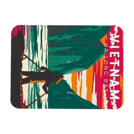 Ha Long Bay Vietnam Bootverkoper Reizen Kunst Vint Magneet (Horizontaal)