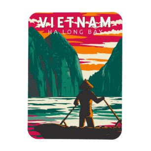 Ha Long Bay Vietnam Bootverkoper Reizen Kunst Vint Magneet