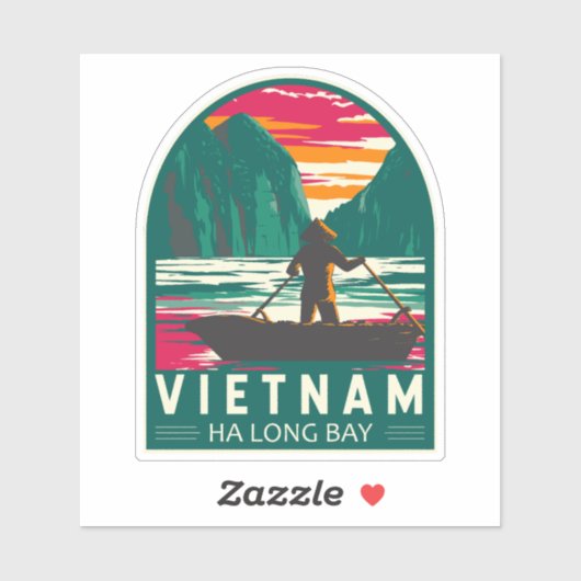 Ha Long Bay Vietnam Bootverkoper Reizen Kunst Vint Sticker (Vel)