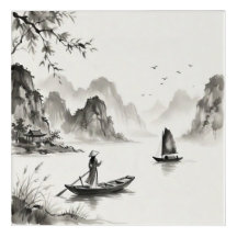 Ha Long Bay Vietnam Oost-Indische inkt Landschap