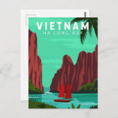 Ha Long Bay Vietnam Reis  Art Briefkaart (Voorkant / Achterkant)
