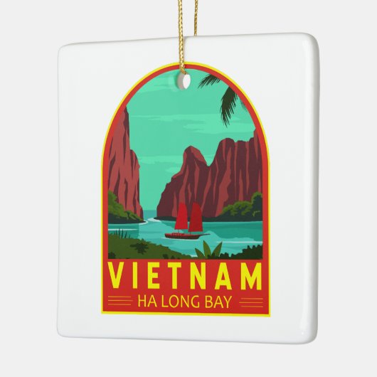 Ha Long Bay Vietnam Reis  Art Keramisch Ornament (Links)