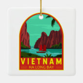 Ha Long Bay Vietnam Reis  Art Keramisch Ornament (Achterkant)