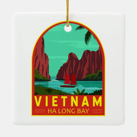 Ha Long Bay Vietnam Reis  Art Keramisch Ornament (Achterkant)