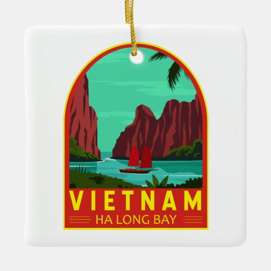 Ha Long Bay Vietnam Reis  Art Keramisch Ornament (Voorkant)