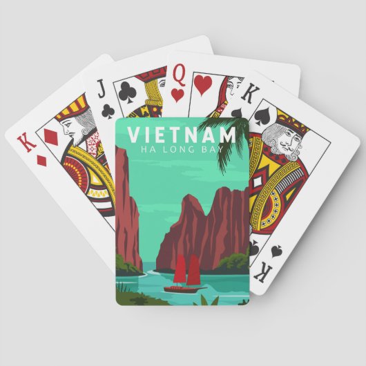 Ha Long Bay Vietnam Reis  Art Pokerkaarten (Achterkant)