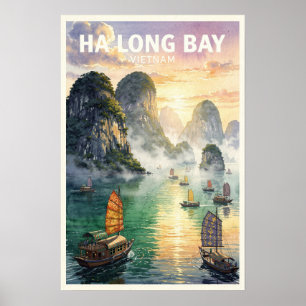 Ha Long Bay Vietnam Reisposter Vintage Poster
