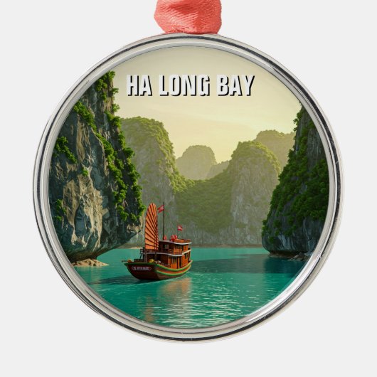 Ha Long Bay Vietnam Reizen Metalen Ornament (Voorkant)