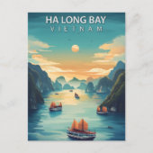 Ha Long Bay Vietnam Retro Southeast Asia Coastal Briefkaart (Voorkant)