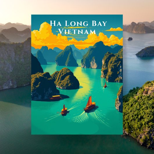 Ha Long Bay Vietnam Schilderachtig reizen Briefkaart