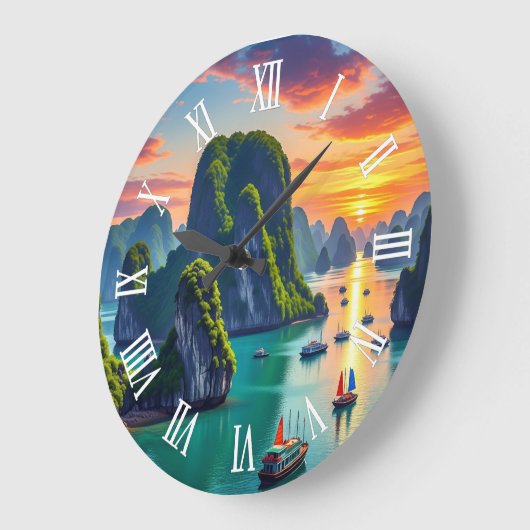 Ha Long Bay Vietnam Sunset Grote Klok (Hoek)