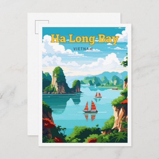 Ha Long Bay Vietnam Travel  Illustratie Briefkaart (Voorkant / Achterkant)