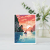 Ha Long Bay Vietnam vintage reisillustratie Briefkaart (Staand voorkant)