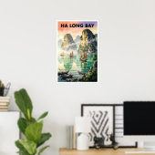 Ha Long Bay Vietnam Vintage Reisposter Poster (Thuiskantoor)