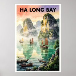 Ha Long Bay Vietnam Vintage Reisposter Poster
